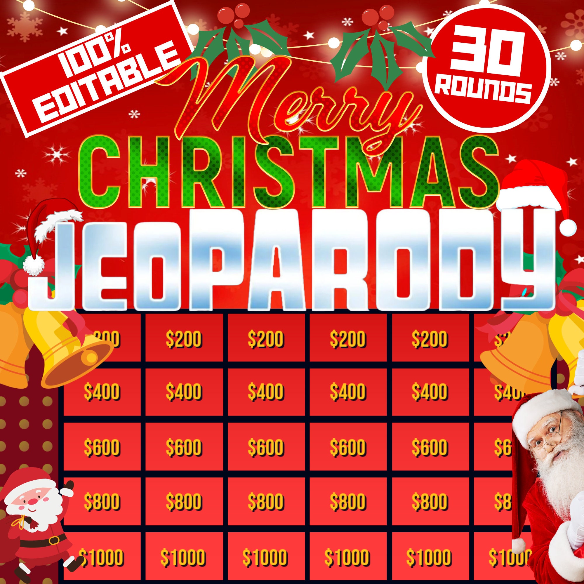 Christmas Jeoparty Powerpoint Game Christmas Jeopardy Game Christmas Games for Zoom Zoom Games