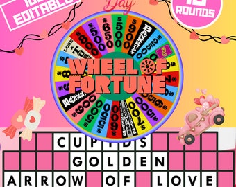 Valentine Wheel of Fortune style with score - Powerpoint Game PC & Zoom Games - Party Games - Virtual Games Night - Fun Valentine's Day