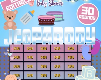 Baby Shower Jeoparty - JeoParody Template Customizable - Girl or Boy - Family Trivia Game - Baby Shower Games - PC and Mac Compatbile
