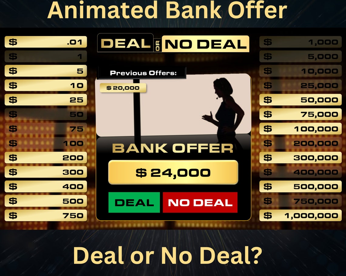 Deal or No Deal Template Party Game Make Your Own Game Show Mac and PC