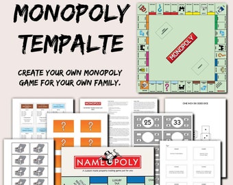 Blank Monopoly Board Game Template - Custom Monopoly Template Game - Digital Download - Fully Editable Canva + pdf & microsoft publisher