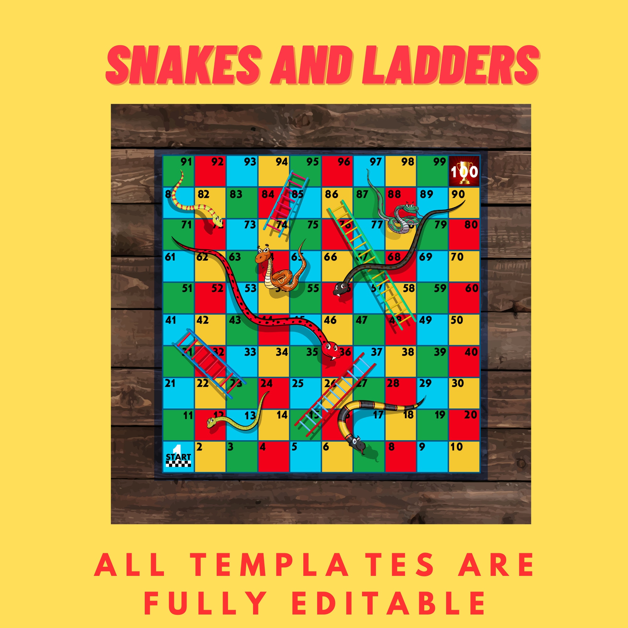 Blank Snakes and Ladders Template Custom Board Game Etsy Australia
