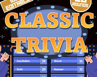 Classic Trivia Family Powerpoint Party Game || Family Feud Quiz Game || Mac and PC Compatible || Zoom Game || Games for Adults and Kids