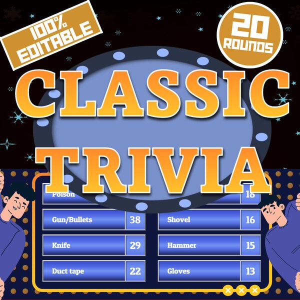 Classic Trivia Family Powerpoint Party Game || Family Feud Quiz Game || Mac and PC Compatible || Zoom Game || Games for Adults and Kids