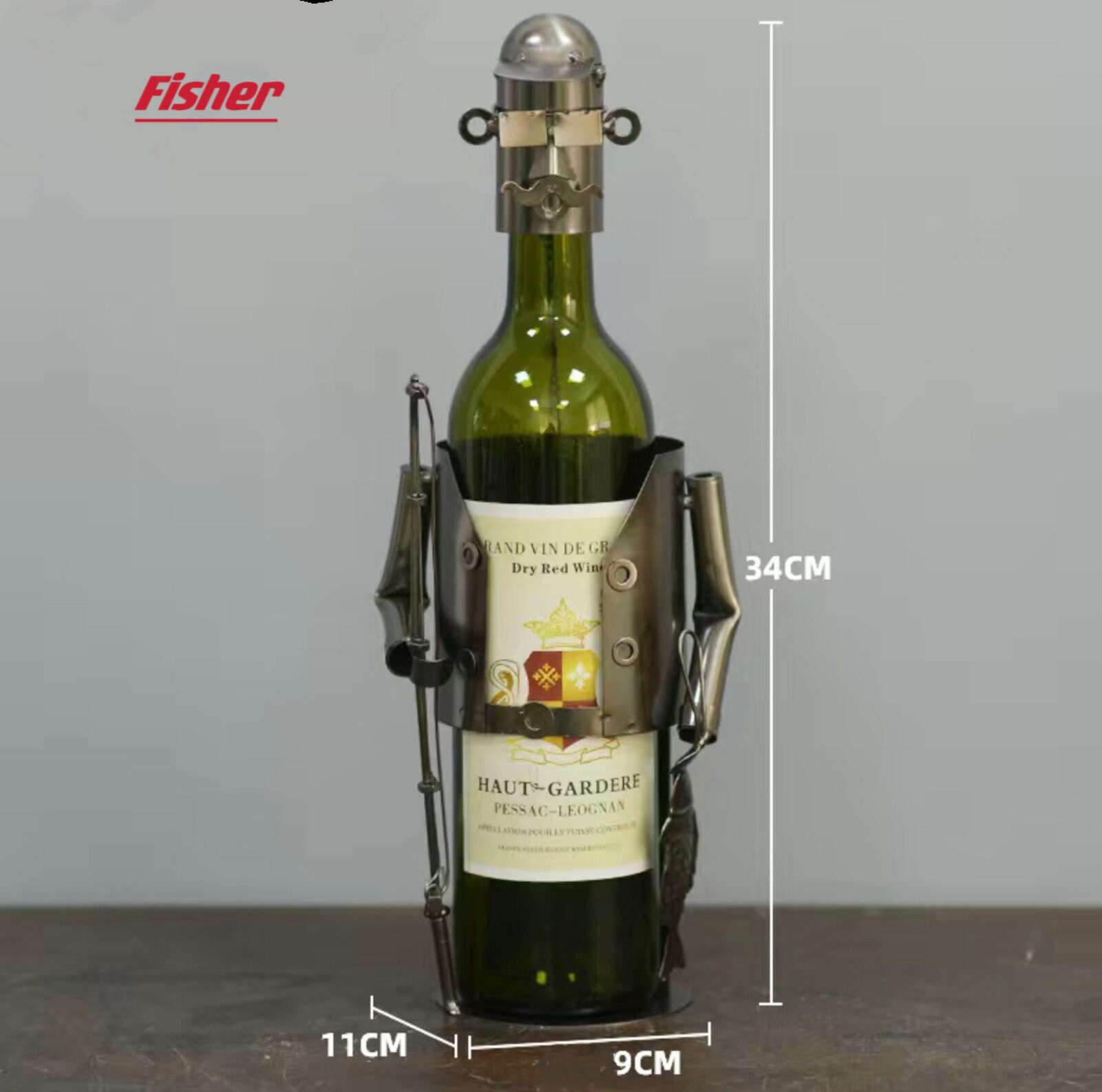 手作りの騎士の鎧ワインボトルホルダー：レトロな金属製バー装飾