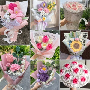 Personalized Crochet Flower Bouquets: Ideal for Anniversaries, Weddings, Birthdays, Graduations, and Gifts for Mothers and Loved Ones