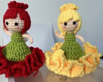 Convertible Handcrafted Crochet Carnation Flower Fairy Pattern (Downloadable PDF File) & Tutorial Videos (Bonus), Handmade Gift for Lover