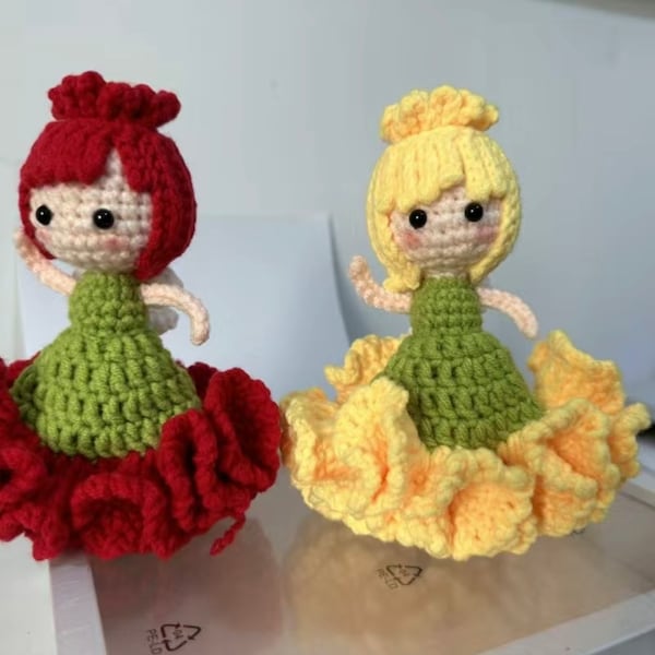 Convertible Handcrafted Crochet Carnation Flower Fairy Pattern (Downloadable PDF File) & Tutorial Videos (Bonus), Handmade Gift for Lover