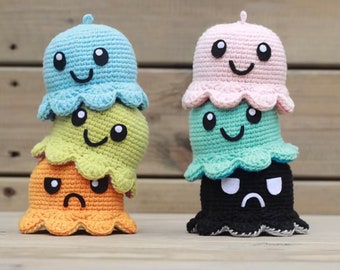 Reversible Mini Octopus Amigurumi Pattern (Downloadable PDF File) Convertible Handcrafted Crochet Handmade Gift Joy Positivity Stress Relief