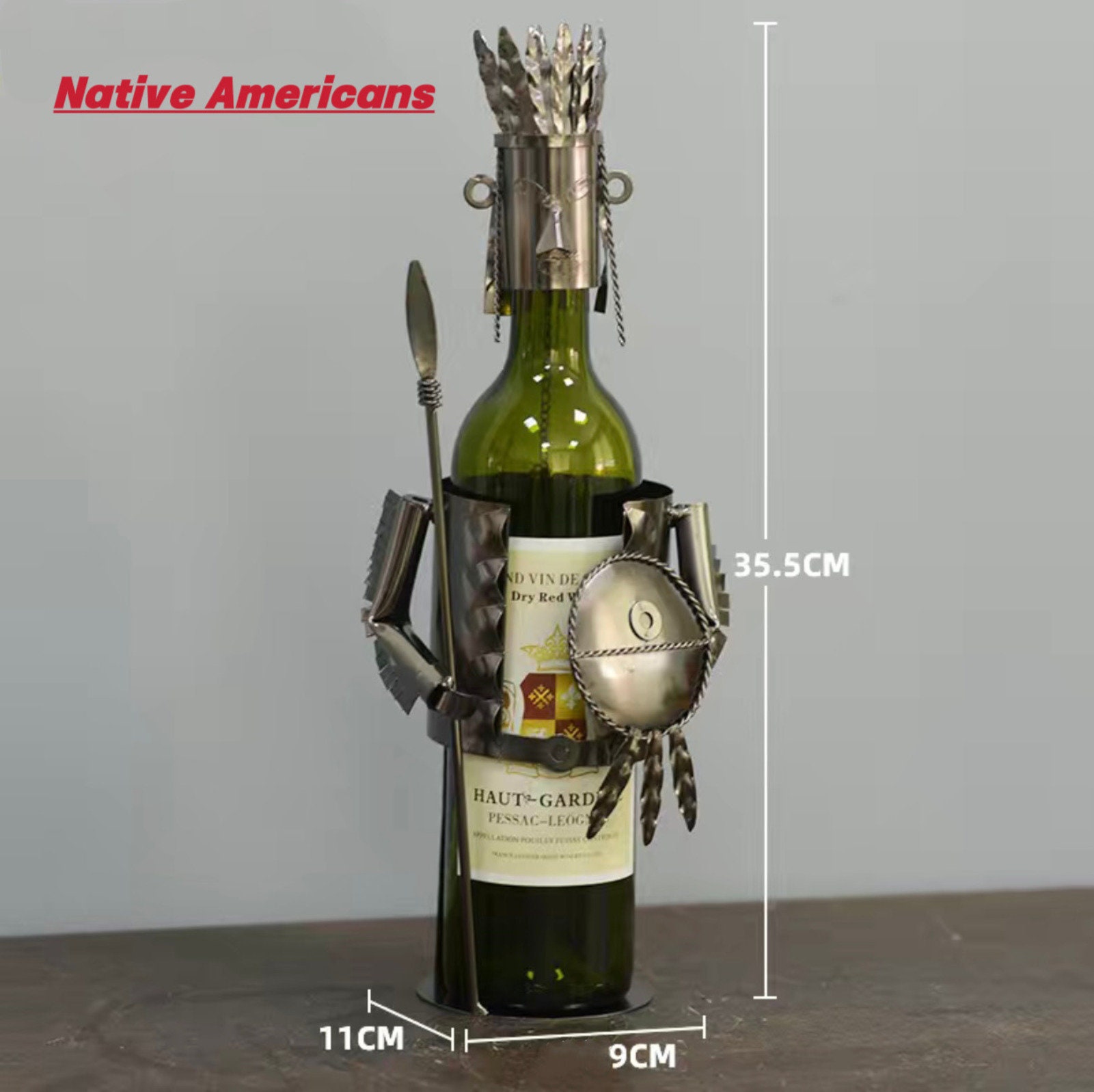 手作りの騎士の鎧ワインボトルホルダー：レトロな金属製バー装飾