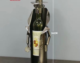 手作りの騎士の鎧ワインボトルホルダー：レトロな金属製バー装飾