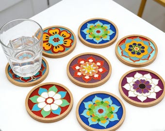 Ready-made Handmade Cloisonné Coaster – Finished Colorful Enamel Art Coaster with Mandala Design, Vintage Pattern, Home Decor & Gift