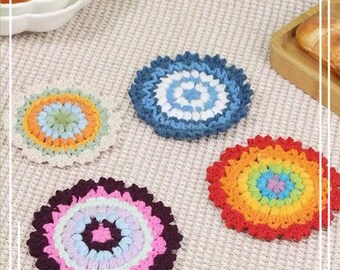 Mandala Crochet Coasters, Four Beautiful Patterns for Tea Time, Crochet 4-in-1 Coaster Amigurumi (Downloadable PDF File), Handmade Gift