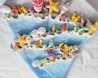 Creative ocean crochet pattern 3D sea animals blanket or shawl. DIY gift for weddings baby showers Home Décor. PDF download (PDF)