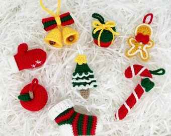 8-in-1 Adorable Christmas Ornaments Crochet Patterns (Downloadable PDF File ), Dolls Amigurumi Crochet, Adorable Handmade Gift, Home Decor
