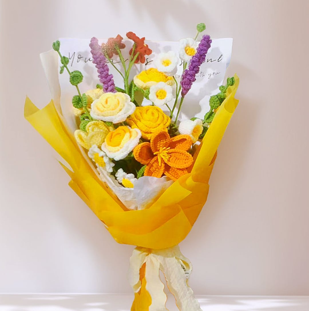 Handmade Crochet Flower Bouquet Pattern PDF Roses Lily of the Valley