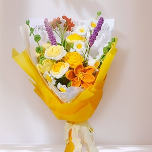 Handmade Crochet Flower Bouquet Pattern PDF - Roses, Lily of the Valley, Tulips, Daisy, Lavender, Forget-Me-Not , Tutorial Videos (Bonus)