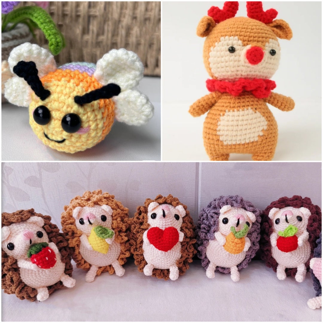 Crochet Animals Patterns: Colorful Bee Adorable Deer Cute Hedgehog