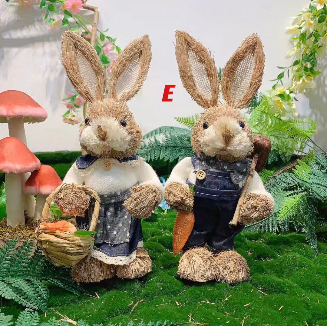 Easter 2PCS Handmade Straw Bunny Couple Cute Rabbit Ornament Etsy UK