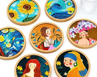 Ready-made Handcrafted Cloisonné Coasters – Elegant Art Coasters with World Famous Painting