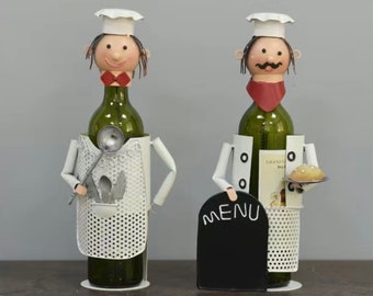 Handcrafted Knight Armor Wine Bottle Holder: Retro Metal Bar Decor