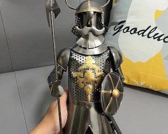 Handcrafted Wine Bottle Holder Retro Creative Metal Wine Rack for Countertop or Tabletop Home Bar Kitchen Decor Gift for Dad Knight s Armor Etsy