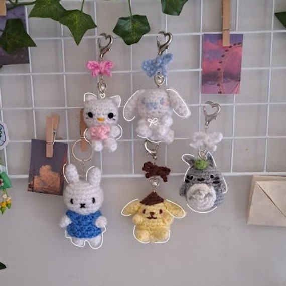 Crochet Keychains Cinnamoroll, Hello Kitty, Purin, Totoro, Miffy