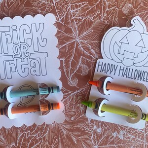 Folhas de colorir de Halloween com giz de cera - lembrancinhas - enchimento de cesta de boo