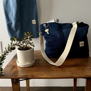 Handmade Denim Market bag, Denim Purse, Handbag, Upcycled Denim, Denim Tote Bag, Large Denim Bag, Travel Bag, Made in USA