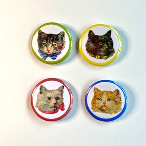 Vintage Cats 1.5” Pinback Button 4 pack