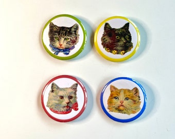 Vintage Cats 1.5” Pinback Button 4 pack