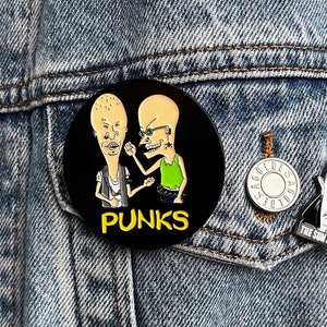Beavis and Butthead PUNKS Enamel Pin Lapel MTV Jacket 90s lapel