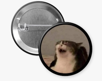 Cat Crying Meme 1.5" Pinback Button/Magnet