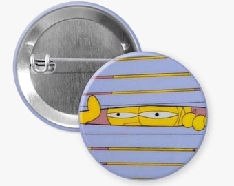 Homero Simpson a través de las persianas 1.5" Simpsons Pinback Botón