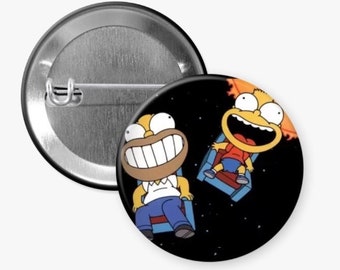 Botón Pinback de Homero y Bart Simpson Space Simpsons de 1,5"