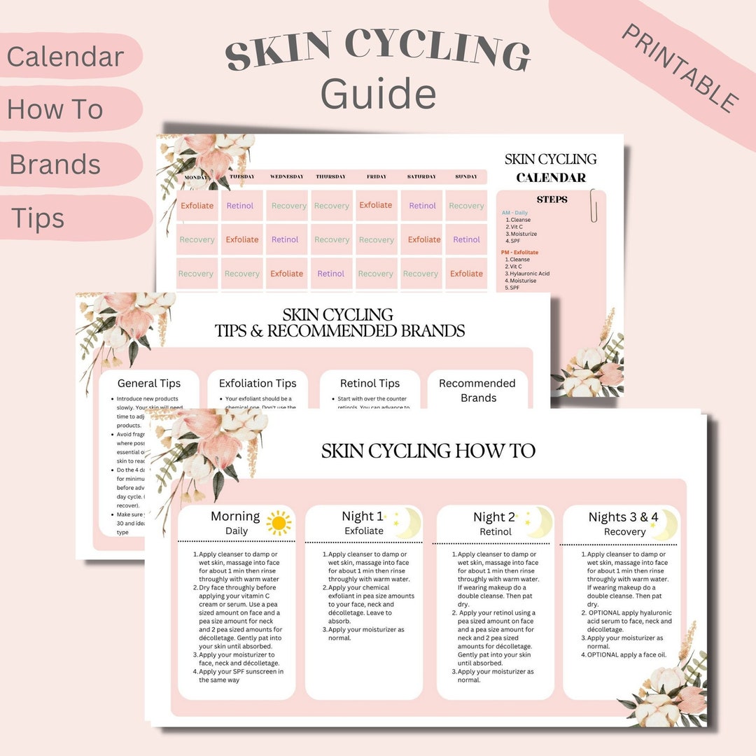 skin-cycling-guide-with-calendar-routine-tips-products-us-letter-a4-a5-etsy