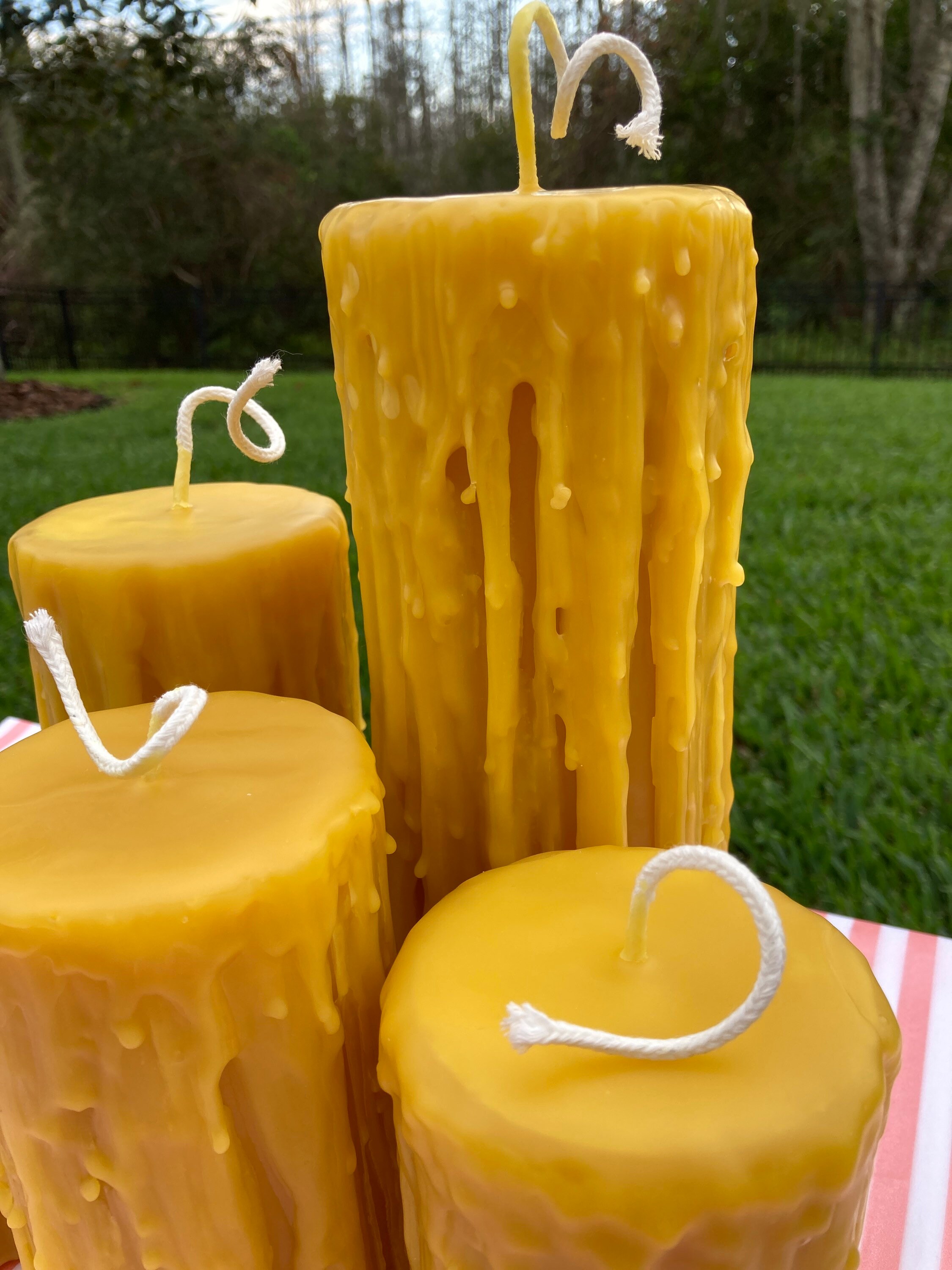Extra Drippy Beeswax Pillar Candles 3 Inch Diameter Etsy