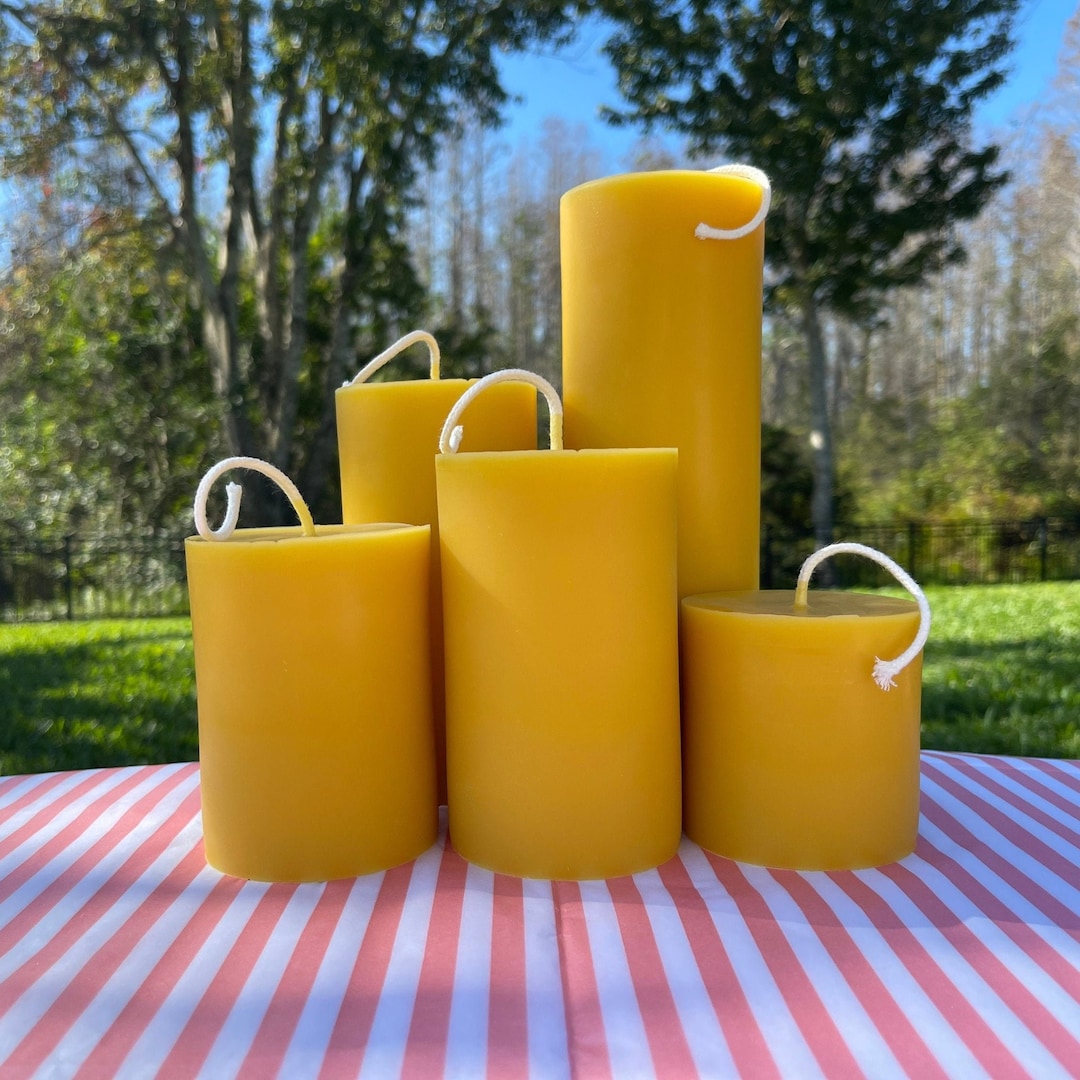 3 Inch Diameter Beeswax Pillar Candles 5 Sizes Available Handmade With