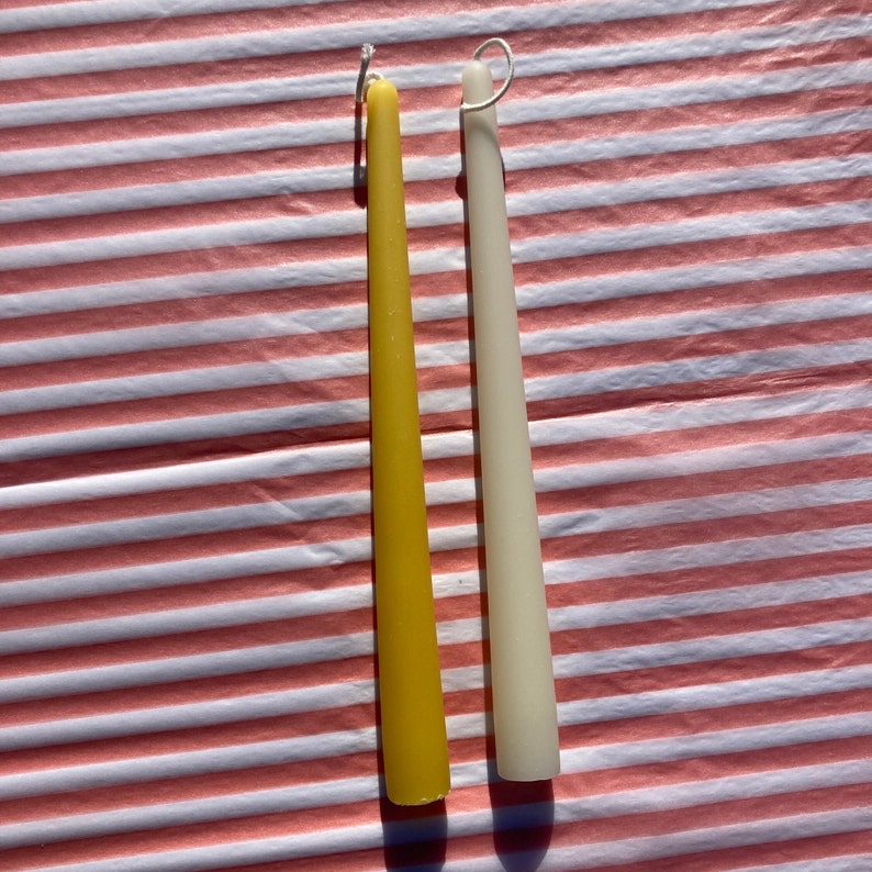 Pure Beeswax Taper Candles 9.5 Inch Tall 7/8th Inch Diameter Yellow, Ivory & Black Beeswax Hand Dipped Style Taper image 5