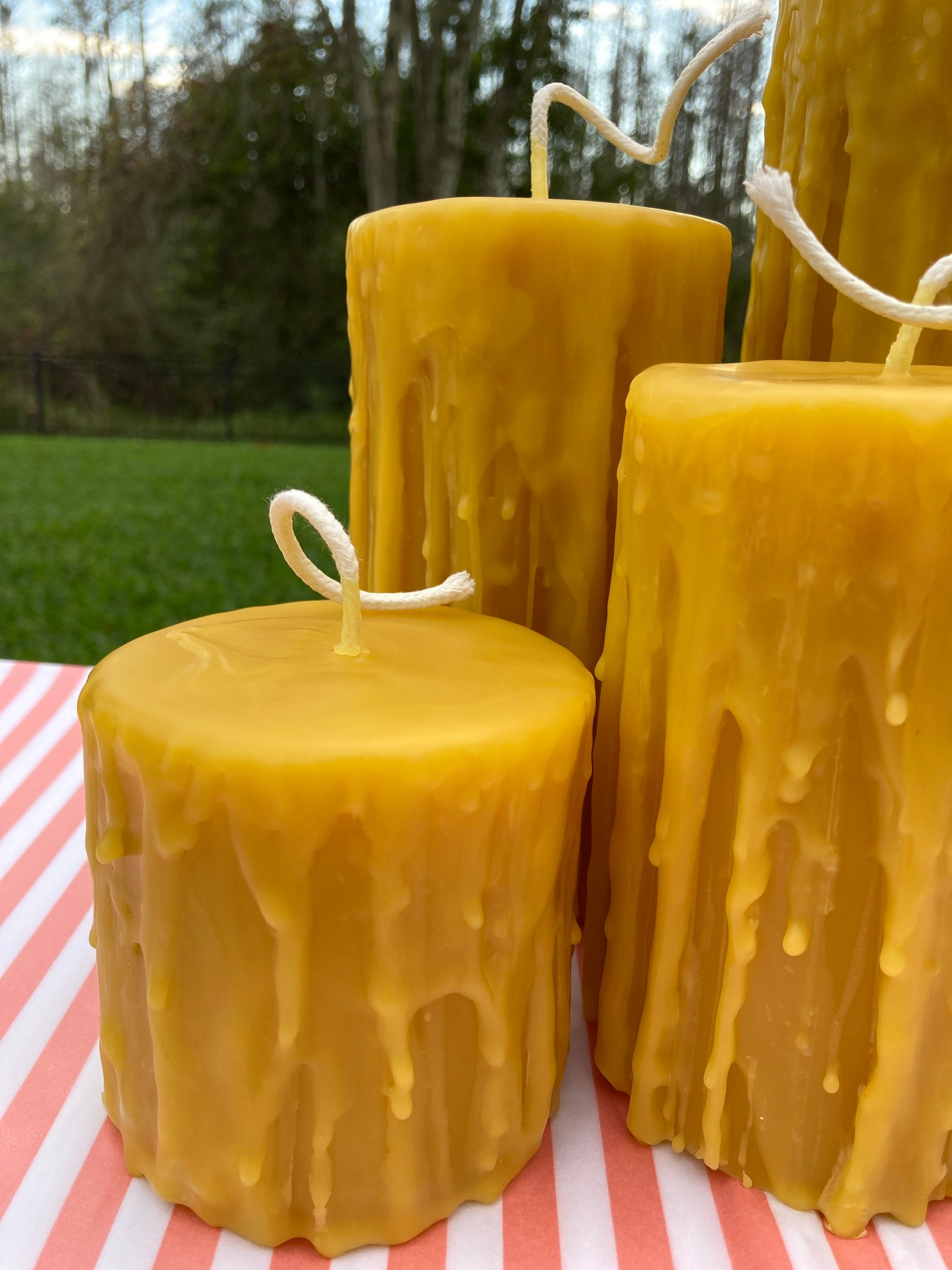Extra Drippy Beeswax Pillar Candles 3 Inch Diameter Etsy