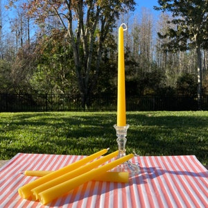 Pure Beeswax Taper Candles 9.5 Inch Tall 7/8th Inch Diameter Yellow, Ivory & Black Beeswax Hand Dipped Style Taper Beeswax 5 Pack