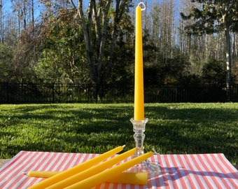 Pure Beeswax Taper Candles - 9.5 Inch Tall - 7/8th Inch Diameter - Yellow, Ivory & Black Beeswax - Hand Dipped Style Taper