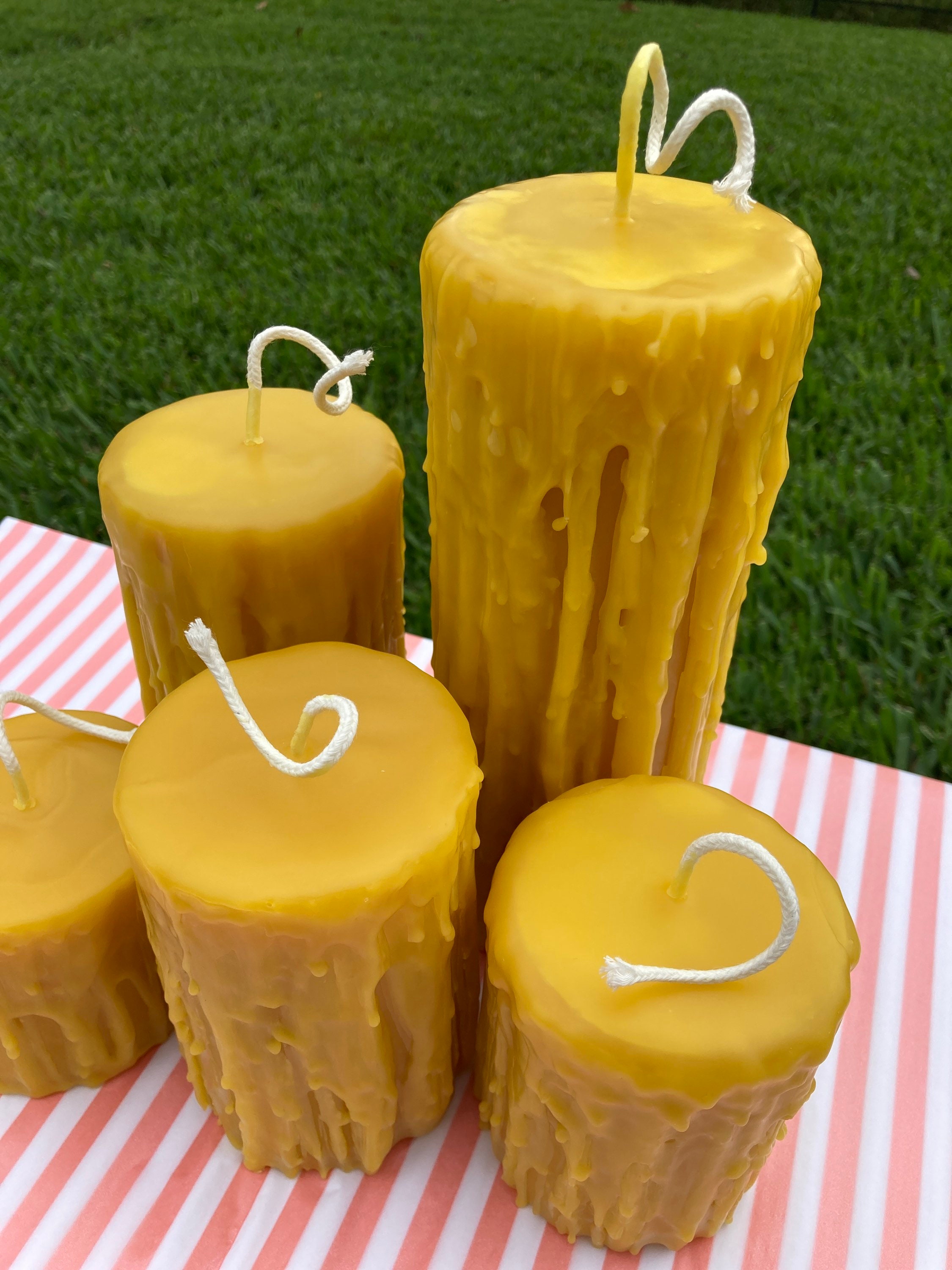 Extra Drippy Beeswax Pillar Candles 3 Inch Diameter Etsy