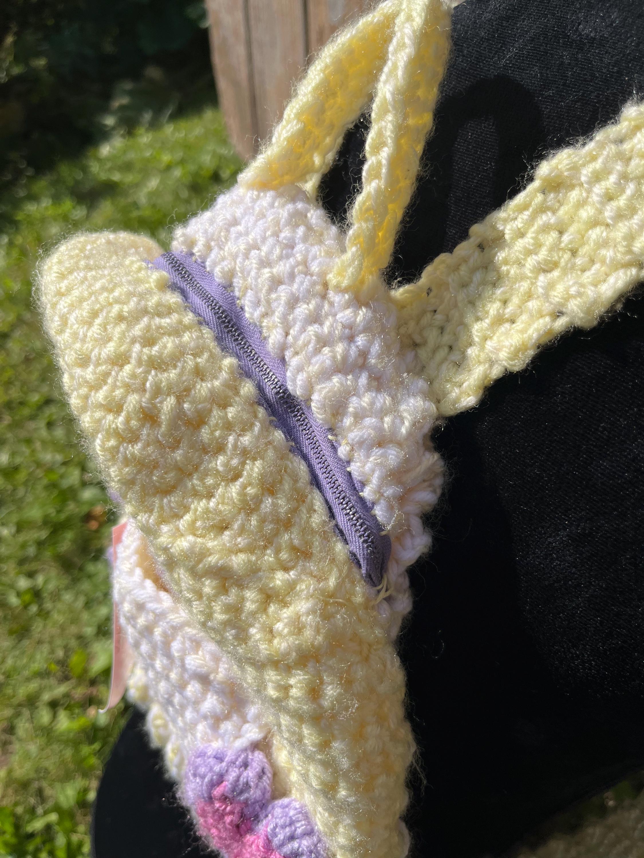 Handcrafted Crochet Backpack in Pink, Yellow & Light Green Handmade Mini Crochet Backpack – Pastel Yellow & Cream - Etsy main image 2