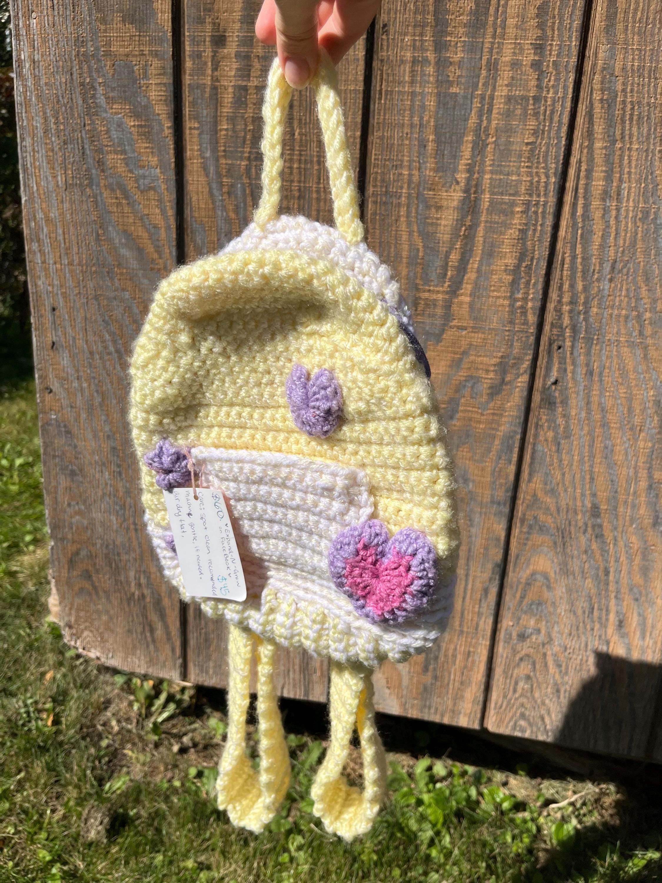 Handmade Mini Crochet Backpack – Pastel Yellow & Cream - Etsy display picture 1