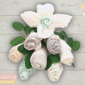 Diaper Cake Alternative | Elephant Onesie Bouquet |  Baby Shower Gift | Gender Neutral Boy Girl