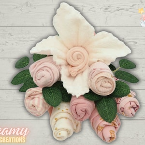 Diaper Cake Alternative | Pink Princess Onesie Bouquet |  Baby Shower Gift | Girl