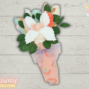 Diaper Cake Alternative | Rainbow Onesie Bouquet |  Baby Shower Gift | Girl
