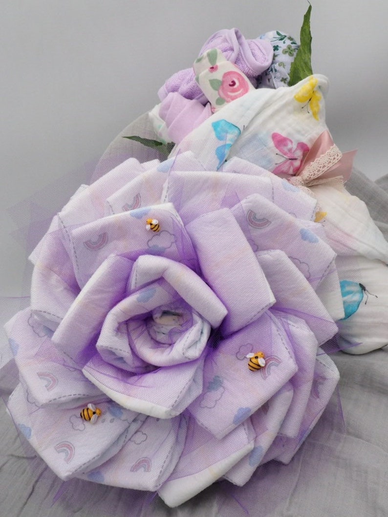 ORGANIC Diaper Cake Rose Baby Shower Gift & Centerpiece - Etsy