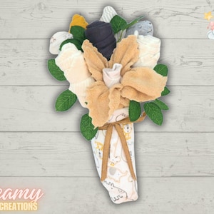 Diaper Cake Alternative | Safari Onesies Bouquet |  Baby Shower Gift | Gender Neutral Boy Girl